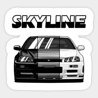 Nissan Skyline r34 GTR White Grey and Black, JDM Car Sticker